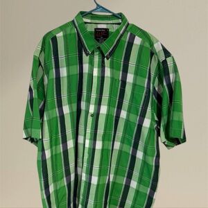 Walnut Creek Men’s Green Plaid Short Sleeve Button-Down Shirt | Size 3XL